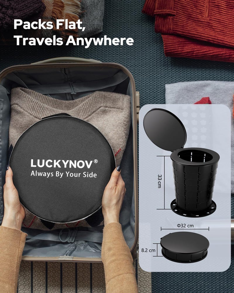 LuckyNov Height Adjustable Portable Folding Toilet for Camping, Adults & Kids, 400 lbs Capacity | Compact Travel Toilet with Lid, Waste Bags & Gel Packs | Outdoor, RV, Hiking, Emergency Potty - Image 5